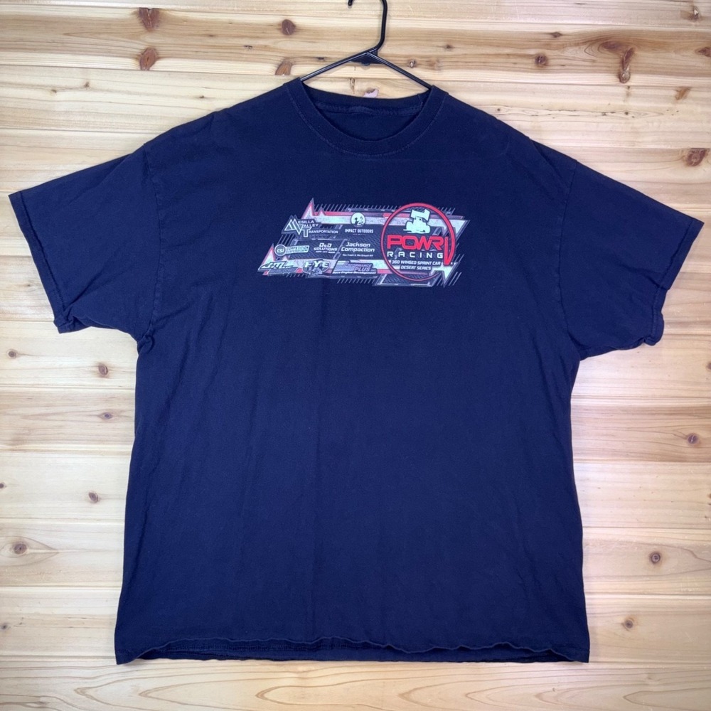 POWRi Racing T-Shirt Mens XL Black 360 Winged Sprint Car Desert Series Tee Shirt